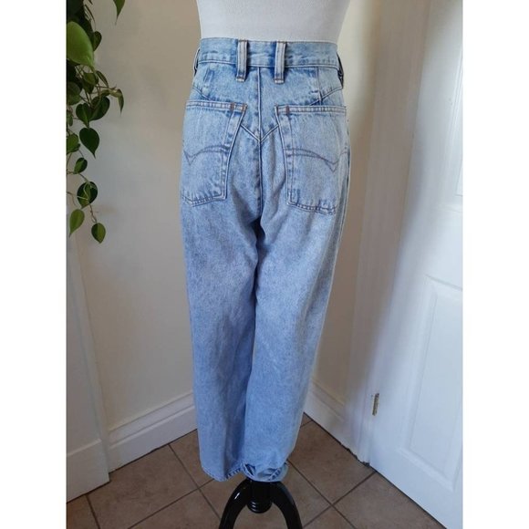 SOLD-Vtg WYLER 80s Stone Wash Relaxed Leg Denim High Waist Tapered Leg Jeans - Picture 3 of 9